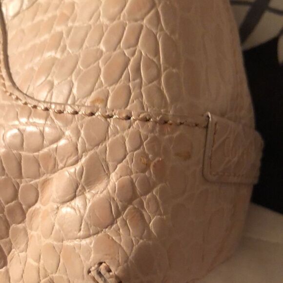 Cole Haan Mini Satchel Croc Print Embossed Leather Blush Pink Nude - Picture 9 of 16